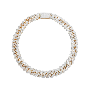 Collar de Cadena Cubana con Incrustaciones de Moissanita en Dos Tonos, Joyería de Lujo para Hombre, Estilo Hip Hop - Product Image 3