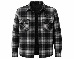 Veste en flanelle réversible pour homme avec doublure en polaire, col rabattable, vêtement d'hiver décontracté, fermeture à boutons, logo sur le devant, veste en flanelle - Product Image 1
