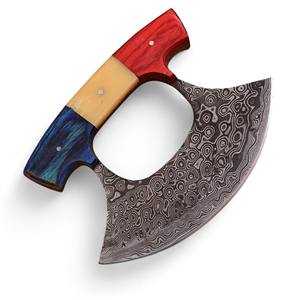 Industrial Grade Razor <b>Sharp</b> Handmade Damascus Steel Alaskan Ulu <b>Kitchen</b> Chef <b>Knife</b> Wood Handle Ambidextrous Leather Sheath - Product Image 1