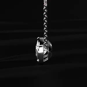 Pendentif solitaire élégant à taille ronde, serti clos, en diamant CVD de laboratoire, couleur D-E, clarté VVS-VS, certifié IGI, provenant d'un fournisseur indien. - Product Image 4