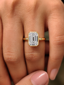Elegant Simple <b>14K</b> Solid <b>Gold</b> Band 1.0CT 2.0CT 3.0CT IGI Ceretified Emerald Cut Lab Grown Diamond <b>Rings</b> Engagement <b>Rings</b> Gifts - Product Image 3
