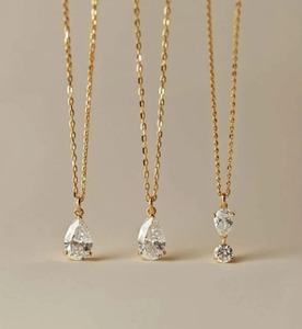 Collier pendentif minimaliste en diamant de laboratoire, clarté VVS, chaîne en or, bijoux solitaires, formes multiples, joaillerie fine pour femmes - Product Image 1
