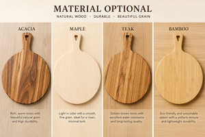 Planche ronde en bois d'acacia massif personnalisée avec poignée, épaisseur 1,5 cm, planche décorative en bois naturel pour la maison et la cuisine, OEM ODM - Product Image 5