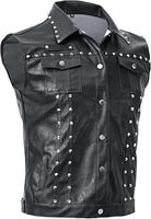 Gilet en cuir PU noir pour homme, best-seller, clouté, sans manches, coupe ajustée, style motard, pour soirée et streetwear, avec option OEM