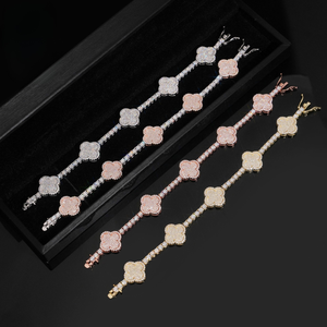 Moissanite <b>Charm</b> <b>Bracelet</b> 925 Sterling <b>Silver</b> Brilliant Cut Micro Insert Gold Rhodium Rose Gold Plated Gift Engagement Party - Product Image 4
