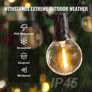 Catena Luminosa LED Impermeabile da Esterno 30m, 2700K Dimmerabile, 50 Lampadine G40 Infrangibili (Base E12, Lampada in PVC) - Product Image 5