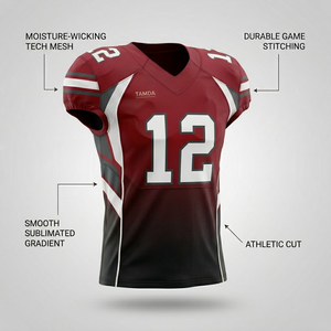 High Quality Adult American <b>Football</b> <b>Training</b> Jersey | Plus Size Breathable Polyester Short Sleeve Uniform Top Stitched - Product Image 5