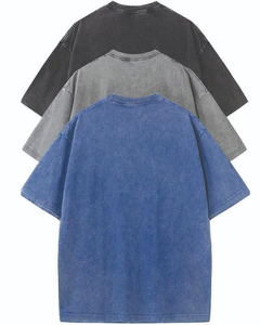 T-shirts pour hommes 100 % coton tricoté 240 g/m², coupe décontractée, effet vintage délavé, texture douce et vieillie, épaules tombantes - Product Image 2