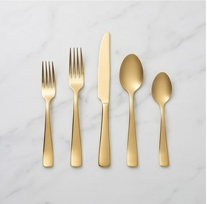 Ensemble de couverts modernes en or mat, en acier inoxydable, compatibles lave-vaisselle, vaisselle de mariage, couverts pour une table à manger élégante - Product Image 1