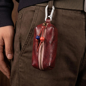 Premium leather compact key holder with durable zipper and premium craftsmanship luxury leather key organizer zipper key <b>wallets</b> - Product Image 4
