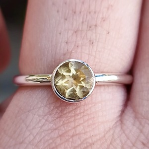 Citrine 925 Sterling Silver <b>Boho</b> Statement Promise <b>Ring</b> for Women Yellow Gemstone 8 mm Round November Birthstone Month - Product Image 3