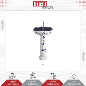Lowest Wholesale Price Superlative Quality White Color Ceramic Material Bathrooms Wash <b>Basin</b> Pedestal from Indian Supplier - Product Image 2