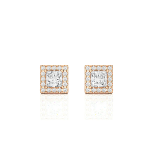 Boucles d'oreilles en diamant taille princesse de 2,15 carats en or 14 carats pour femmes certifiées AJRETAIL - Product Image 2