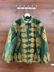 เสื้อโค้ทสไตล์วินเทจแบบอุซเบก ผ้ากำมะหยี่นุ่ม ปักลายซูซานี แจ็คเก็ตฤดูใบไม้ผลิ ลายดอกไม้พิมพ์ลาย ผ้าฝ้าย 100% ลายดอกไม้ฤดูหนาว - Product Image 5