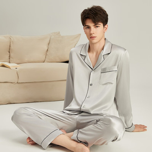 <b>Mens</b> Pocket Style <b>Pajama</b> <b>Set</b> Soft Comfortable Sleepwear Long Pants Night Clothing Breathable Lounge Wear Home Outfit - Product Image 2