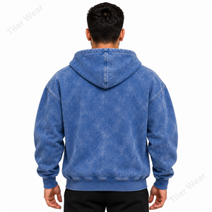 Men Full Zip Hoodie 480 GSM Cotton Fleece Heavyweight Winter <b>Zipper</b> <b>Sweatshirt</b> Warm Streetwear Custom OEM Private Label Factory - Product Image 5