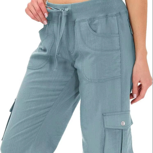 Pantalon de jogging cargo slim pour homme 100% Coton Respirant Imperméable Taille mi-haute Style décontracté Teint en pièce Délavé à l'acide Haute qualité - Product Image 1