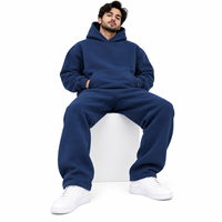 Ensemble de survêtement bleu ardoise oversize pour homme – Sweat à capuche et pantalon de jogging large – 2 pièces décontractées coupe ample style streetwear