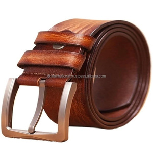 Cinturón de negocios de diseñador personalizado de lujo al por mayor de fábrica para hombres cuero genuino estilo formal informal con hebilla de latón - Product Image 1