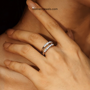 Silver Moissanite Snake Ring Open Band Claw Setting Light Luxury Jewelry for Wedding Gift Party - Product Image 4