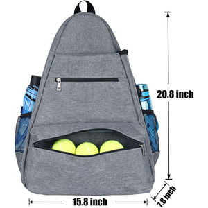 Premium Water Resistant Tennis Backpack Stylish Grey <b>Racket</b> Carrier with Padded Shoulder Straps - Product Image 5