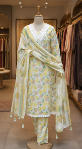 Traje Salwar Kameez de Satén con Estampado Floral y Cintura Natural para Mujer, Vestido Transpirable de Línea A hasta la Rodilla con Cuello Redondo y Manga Larga - Product Image 4