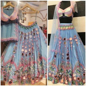 Nuevo lanzamiento: Lehenga con lentejuelas de espejo y perlas, calidad excepcional con capas de cancan y lona. - Product Image 6