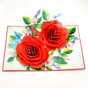 Custom Printed Red Rose Floral Greeting <b>Card</b> Premium Paper <b>Gift</b> <b>Card</b> for Birthday Wedding Anniversary Celebration - Product Image 3