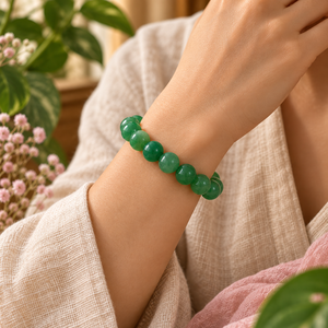 Pulsera Elástica Unisex de Jade Verde con Cuentas en Forma de Bola para Uso Diario, Ideal para Regalo - Product Image 4