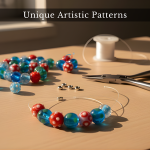 EXCEL EXPORTS Perles en verre soufflé multicolores 16–18 mm |   Perles décoratives de qualité supérieure pour la fabrication de bijoux et les travaux manuels DIY |   Fil de 8 pouces - Product Image 3