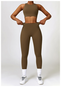 Conjunto de Yoga de 2 Piezas para Mujer, Top Corto Deportivo, Pantalones Cortos de Cintura Alta, Estampado Negro, Sin Costuras, Elástico, Transpirable - Product Image 5