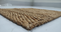 Tapis de style bohème en polyester, tissé à la machine, antidérapant, motif floral, kilim, à poils ras, avec support en jute, tissage plat