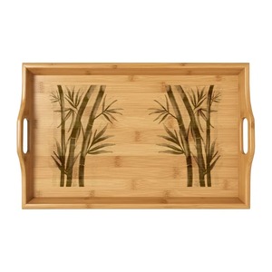 Bandeja de madera elegante con acabado artesanal, diseño duradero, ideal para servir comida, bebidas, aperitivos, decoración para el hogar y la cocina. - Product Image 4