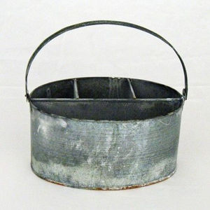 Organizador de Utensilios de Cocina de Metal Galvanizado, Redondo, de Hierro, con 4 Compartimentos, para Cubiertos y Vajilla, con Asa - Product Image 2