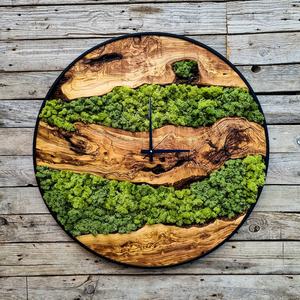 Reloj de Pared Decorativo de Madera con Musgo Natural Preservado, Reloj de Pared de Madera de Olivo con Musgo Fresco Natural para Sala de Estar - Product Image 4