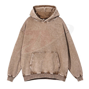Sudadera con Capucha de Algodón Lavado al Ácido para Hombre, Estilo Vintage, Sudadera con Capucha de Gran Peso, Estilo Urbano, Corte Oversize - Product Image 1