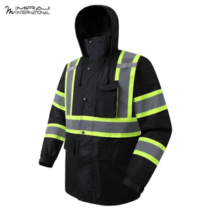 เสื้อกันหนาวนิรภัยสีดำแบบหนาพิเศษ, เสื้อแจ็คเก็ตสะท้อนแสงสำหรับงานกลางคืน, เสื้อคลุมกันน้ำสำหรับงานอุตสาหกรรม, ชุดทำงาน - Product Image 2