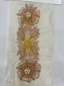 White Beaded Lace <b>Applique</b> Embroidered Mesh Patch Floral Garment Decoration for Wedding Dress DIY Clothing - Product Image 6