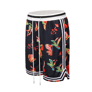 Shorts de basket-ball en maille pour hommes, double couche, 5 pouces d'entrejambe, impression par sublimation sur polyester de haute qualité, logo personnalisé du fabricant, style hip-hop - Product Image 6