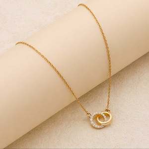 Hallmarked <b>Silver</b> Interlocking Circle Gold Plated Pendant for Women - Product Image 1