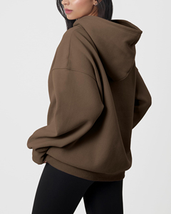 Sweat-shirt à capuche pour femme en coton 100% de luxe, style streetwear, coupe oversize, avec logo brodé sur le devant, anti-plis et respirant - Product Image 2
