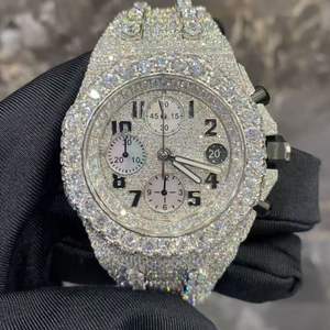 Reloj de Alta Calidad con Diamantes Moissanite DEF Cultivados en Laboratorio, Estilo Hip Hop, para Negocios, 40mm, Movimiento de Cuarzo, Aleación, Incoloro - Product Image 1