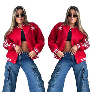 Chaqueta Varsity de Algodón para Mujer, Otoño Invierno 2026, de Alta Calidad, Holgada, Resistente al Viento, Cómoda, Estilo Urbano, Diseño Liso - Product Image 3