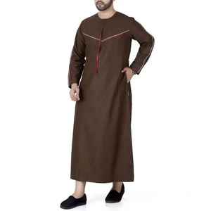 Vestimenta Musulmana Informal Lisa para Hombre, Tallas Grandes, Algodón Transpirable, Largo hasta el Suelo, Servicio OEM, Ropa Islámica Thobes - Product Image 4