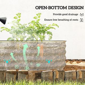 6.4FT X 2FT X 1FT Galvanized Classic Square Raised Garden Bed Kit Metal <b>Planter</b> <b>Box</b> with Cream Safety Edging and Pots - Product Image 5