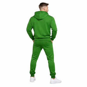 Ensemble de survêtement de sport pour homme, vert uni imprimé, sweat à capuche et pantalon de jogging en molleton respirant, vêtements de sport pour l'entraînement, logo personnalisé - Product Image 5
