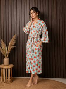 Robe rayée à imprimé soleil pour femmes, manches trois quarts, longueur genou, col en V, fermeture à cordon, douce, 100% coton, tenue d'été décontractée - Product Image 1