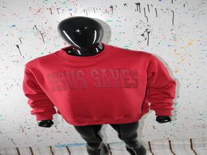 Sweat-shirt à capuche en velours JESUS SAVES 100% coton avec broderie appliquée, col large, hiver CLUSH SPORTS - Product Image 5