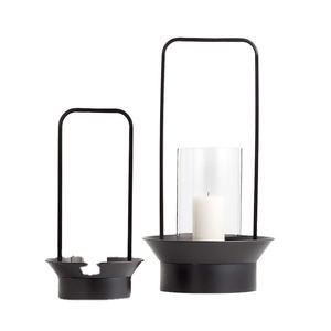 Lantern Design Hanging and <b>Table</b> Top Candle Holder Top Quality Best Selling Set of 2 <b>Matte</b> Black - Product Image 1
