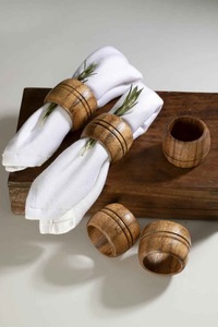 Anillos de Servilleta Redondos de Madera de Acacia Hechos a Mano, Decoración Ecológica para el Hogar, Accesorios para Bodas, Fiestas y Cenas - Product Image 2